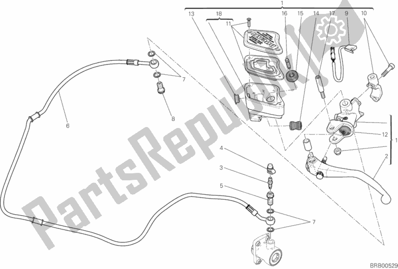 Alle onderdelen voor de Koppeling Hoofdremcilinder van de Ducati Diavel Xdiavel S Thailand 1260 2018